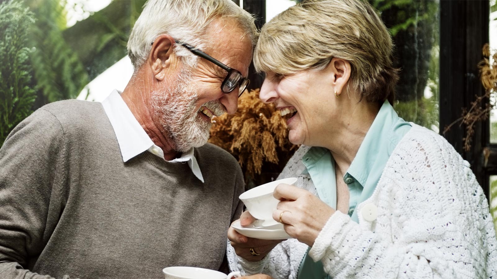 Older couple drinking tea